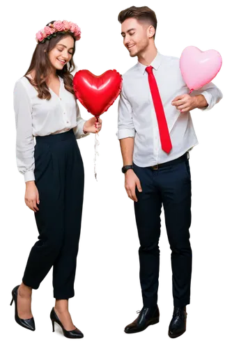 Cute couple, Valentine's Day, holding hands, pink roses, heart-shaped balloons, soft lighting, 3/4 composition, warm color tone, romantic atmosphere, gentle smiles, eyelashes, rosy cheeks, sweet kisse