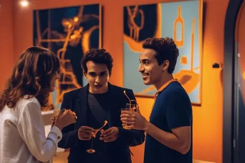 
Latin friends chatting in an art gallery,mobitel,vending machines,video scene,discussions,conversation,elevator,sommeliers,best digital ad agency,champagne reception,networking,enterpreneurs,schmoozi