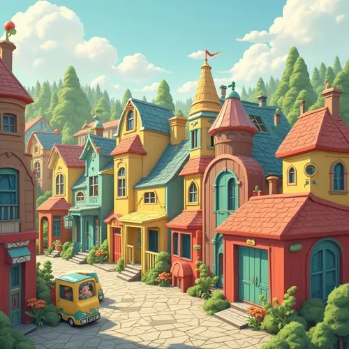 toontown,bungalows,aurora village,fantasy city,bakersville,wooden houses,popeye village,alpine village,knight village,cartoon forest,township,sylvania,playhouses,munchkinland,candyland,fairy village,townscapes,blocks of houses,houses clipart,fantasyland