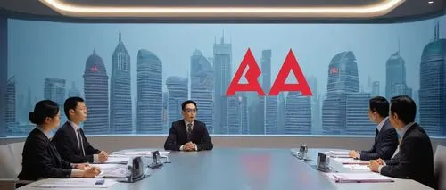 Modern futuristic conference hall, AIA logo on screen, professional architects, engineers, 30-50yo, suits, ties, glasses, notebooks, pens, attentive faces, laptops, microphones, lectern, projector, wh