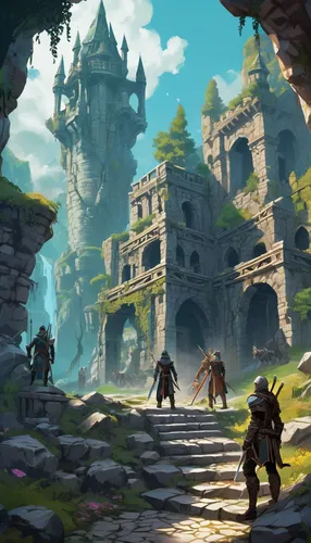 background with stones,game illustration,guards of the canyon,development concept,ruins,ancient city,concept art,adventurer,meteora,citadel,ruin,game art,the ruins of the,kadala,knight's castle,fantasy landscape,monastery,wander,knight village,druid grove,Conceptual Art,Daily,Daily 21