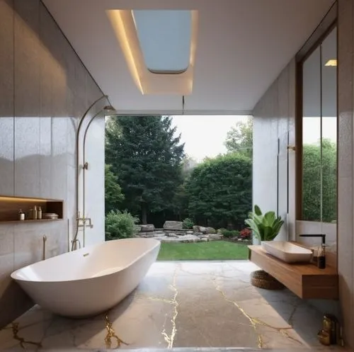 ROCKY BACK YARD VIEW IN THE BACK GROUND THROUGH THE WINDOW WITH MULLONS,luxury bathroom,modern minimalist bathroom,interior modern design,bathtub,shower bar,bathroom,shower base,bathtub accessory,mode