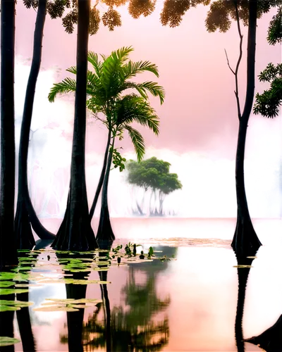 backwaters,swamps,an island far away landscape,waterscape,tropical forest,virtual landscape,backwater,coconut trees,bluefields,cartoon video game background,water scape,floating islands,swampy landscape,palm forest,lagoon,tropical island,seclude,neotropical,landscape background,overwater,Conceptual Art,Sci-Fi,Sci-Fi 10