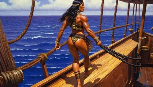 hinemoa,sea fantasy,themyscira,figurehead,trireme,plundering,Illustration,American Style,American Style 07