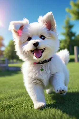 bichon frisé,cute puppy,cheerful dog,dog running,west highland white terrier,running dog,bichon,coton de tulear,pomeranian,german spitz,english white terrier,german spitz mittel,samoyed,japanese terrier,maltepoo,dog pure-breed,japanese spitz,american eskimo dog,dog breed,white dog,Photography,Documentary Photography,Documentary Photography 20