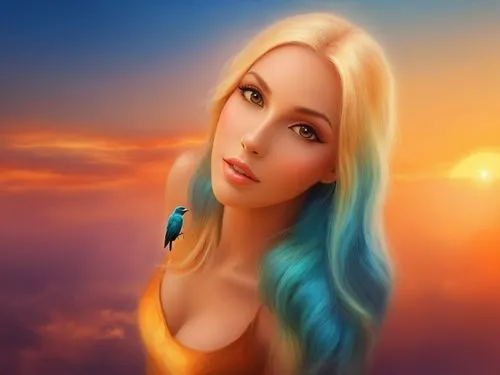 sunset at africa,fly birds,fantasy portrait,janna,world digital painting,jaina,lyria,fantasy art,mermaid background,portrait background,krita,fantasy picture,digital painting,lycia,sigyn,romantic port