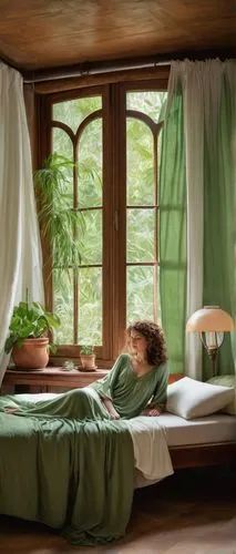 daybed,earthship,sleeping room,soffa,restful,bedroom,tree house hotel,sunroom,cocooning,green living,coziness,woman on bed,children's bedroom,slumberland,verdant,inglenook,daybeds,cozily,bedrooms,bedroomed,Illustration,Realistic Fantasy,Realistic Fantasy 06