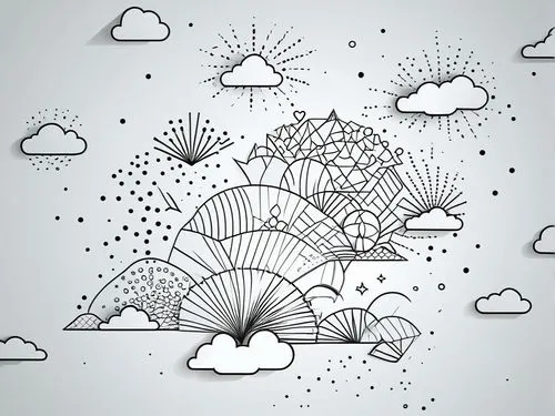 paper cut art style of asian style on grey background,umbrella pattern,cloud computing,cloud play,background vector,paper clouds,cloudbase,Illustration,Black and White,Black and White 04