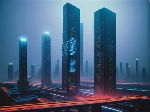 cybercity,monoliths,futuristic landscape,cyberport,metropolis,skyscrapers,cybertown,mainframes,futuristic architecture,ctbuh,arcology,urban towers,cyberia,coruscant,synth,areopolis,sulaco,dystopian,pillars,futuristic,Conceptual Art,Daily,Daily 19