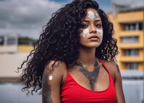 A determined vitiligo model inspiring others with their story in a motivational speech.,polynesian girl,ethiopian girl,ash leigh,mixed breed,moana,red skin,brazilianwoman,portrait photography,ipê-rosa