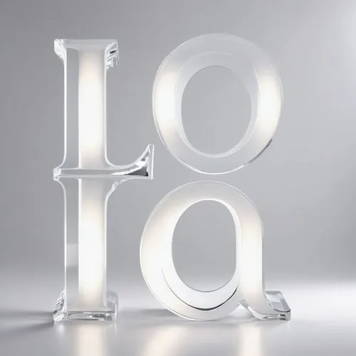 Creat a shinny white glass effect o text to make it stad out against a pristine white backgroud professionally,cinema 4d,loa,ldd,ligature,idents,typography,lucite,light sign,ligatures,lotta,light box,