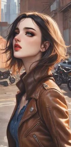 leather jacket,alita,asami,vayne,maximoff,portrait background