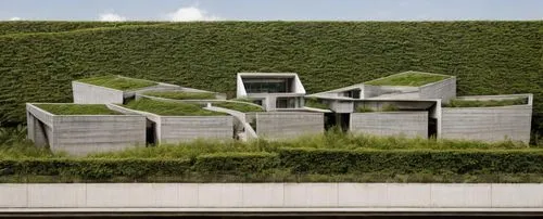 this is university,a building made out of concrete and grass,grass roof,cubic house,roof garden,cube house,microhabitats,cube stilt houses,Architecture,Villa Residence,Masterpiece,Minimalist Modernism