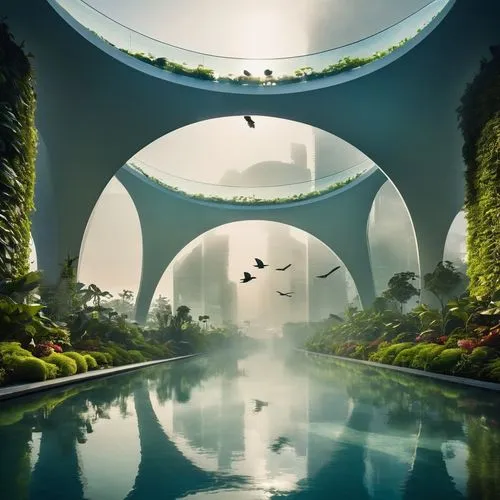 futuristic landscape,futuristic architecture,futuristic art museum,ecotopia,sky space concept,habitats,alien world,aquarium,arcology,fractal environment,ufo interior,biospheres,biosphere,fantasy landscape,futuristic,underwater oasis,amazonica,biodome,atlantis,alien planet,Illustration,Realistic Fantasy,Realistic Fantasy 09