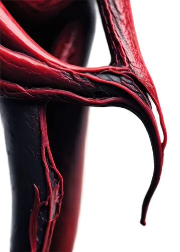 Bloody menstrual clot, close-up, macro shot, red and black texture, irregular shape, glossy surface, detailed veins, soft focus, shallow depth of field, warm color tone, cinematic lighting, solo, fema