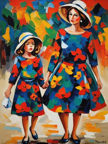 two girls,peruvian women,sun hats,little girls walking,little girl and mother,young women,children girls,italian painter,oil painting on canvas,khokhloma painting,1940 women,basotho,oil painting,motif,habaneras,little girls,sewing pattern girls,david bates,apulia,young couple,Art,Artistic Painting,Artistic Painting 37