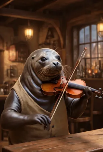 musical rodent,art bard,bass violin,orchestra,violin player,playing the violin,serenade,violin neck,seal,violin,musician,seal of approval,philharmonic orchestra,violinist violinist,crab violinist,orch