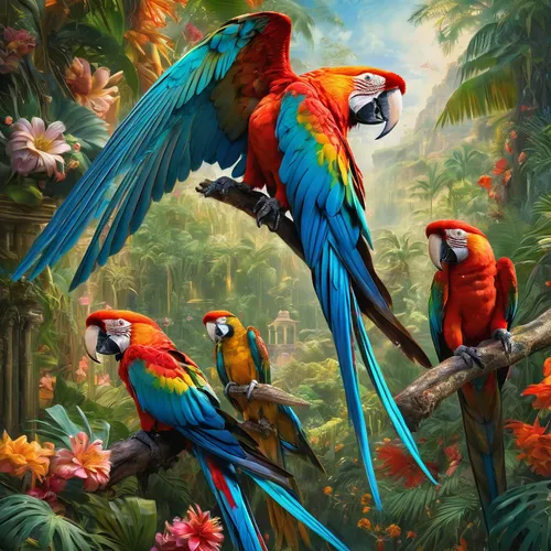 macaws of south america,macaws,macaws blue gold,tropical birds,blue macaws,couple macaw,parrots,scarlet macaw,macaw hyacinth,beautiful macaw,colorful birds,rare parrots,macaw,light red macaw,passerine parrots,rainbow lorikeets,parrot couple,blue and yellow macaw,blue macaw,sun conures,Conceptual Art,Fantasy,Fantasy 05