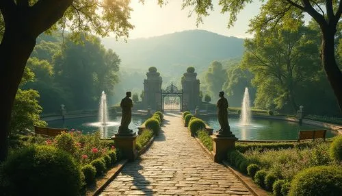 palace garden,garden of the fountain,villa balbianello,schlossgarten,summer palace,monastery garden,villa d'este,gardens,peterhof,stresa,mainau,water palace,rose garden bad kissingen,jinhae,kykuit,english garden,garden statues,hyang garden,rosarium,broadmoor,Photography,General,Realistic