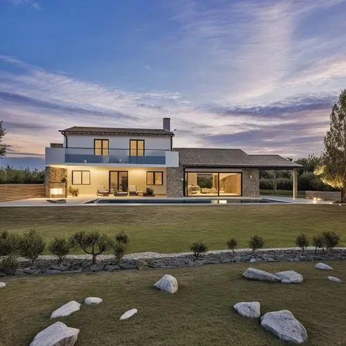 Sunny day, small swimming pool,  small old olive tree,a large home with a big yard and lots of grass,modern house,dunes house,waitaki,luxury home,beautiful home,new england style house,Photography,Gen