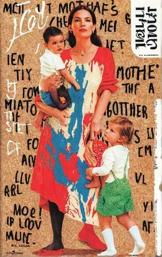 Cover page of the magazine "MOTHER’s LOVE" - colorful felt-tip pen scribble.,the mother and children,mother with children,mother kiss,cd cover,mother and children,motherless,motherhood,rockwell,mother