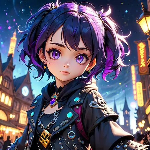 rem in arabian nights,vanessa (butterfly),harajuku,violet eyes,nico,portrait background,cg artwork,violet,anime japanese clothing,edit icon,fantasy portrait,fairy tale character,fantasia,hinata,purple wallpaper,mystical portrait of a girl,anime girl,city ​​portrait,starry sky,game illustration,Anime,Anime,Cartoon