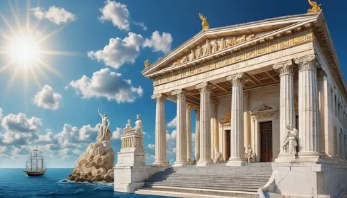 greek temple,laodicea,synaxarion,temple of diana,the ancient world,erechtheion,pancuronium,hellenic,herakleion,solstices,hellenism,panathenian,the parthenon,temple of poseidon,caesonia,roman temple,neoclassical,school of athens,classical antiquity,parthenope,Illustration,Realistic Fantasy,Realistic Fantasy 19