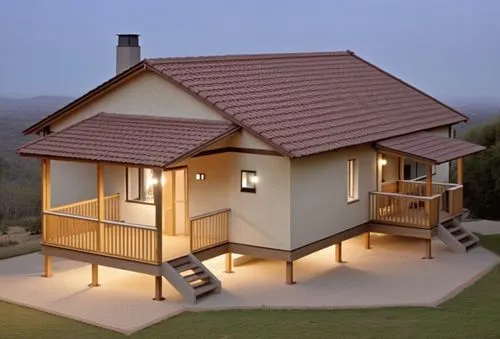 a building with a fire place and some stairs next to it,miniature house,house shape,small house,wooden house,homebuilding,danish house,Photography,General,Realistic