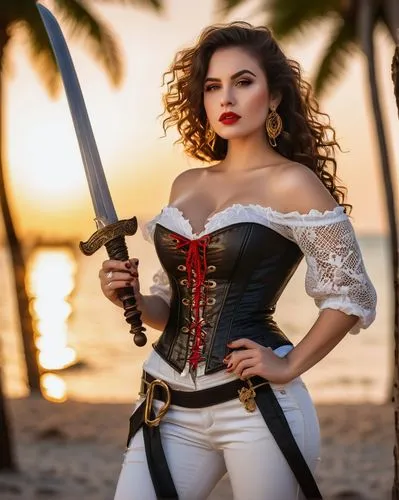 female warrior,swashbuckler,warrior woman,swashbuckling,pirate,esmeralda,matador,gitana,pirate treasure,hispaniolan,pirata,the sea maid,teela,swordswoman,mystara,imperatriz,yachtswoman,fantasy woman,rafaela,alara,Art,Classical Oil Painting,Classical Oil Painting 17