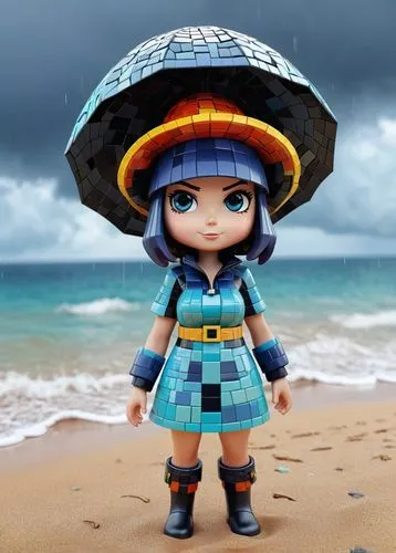 beach umbrella,playmobil,umbrella beach,poncho,little girl with umbrella,womans seaside hat,moana,monsoon banner,summer umbrella,blue hawaii,beach background,kokeshi doll,the beach pearl,coconut hat,raincoat,rain protection,asian umbrella,female doll,rain suit,maui,Unique,3D,3D Character