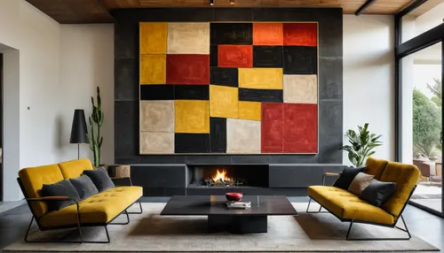 mid century modern,modern decor,contemporary decor,fire place,mondrian,interior design,fireplace,spanish tile,interior modern design,fireplaces,interior decor,mid century house,autumn decor,geometric style,mid century,sitting room,contemporary,modern living room,decorative art,interior decoration,Photography,General,Natural