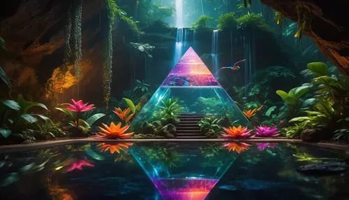 triangles background,diamond lagoon,prism,triforce,prism ball,pyramid,Photography,General,Cinematic