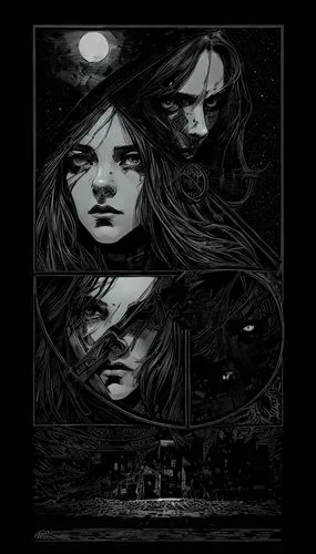 dark art,frame illustration,sirens,mirror of souls,camera illustration,dark gothic mood,digital illustration,escher,grunge,print on t-shirt,looking glass,gemini,parallel worlds,gray-scale,illustrations,digital artwork,sci fiction illustration,hand-drawn illustration,ilustration,isolated t-shirt,Art sketch,Art sketch,Comic