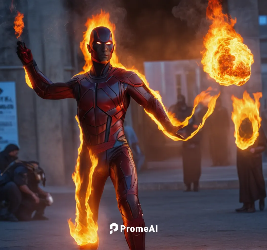 superhuman with fire powers,human torch,fire dancer,fire artist,fire-eater,firedancer,dancing flames,fire dance,firespin,fire eater,iron-man,fire devil,daredevil,burning torch,iron man,fire master,iro