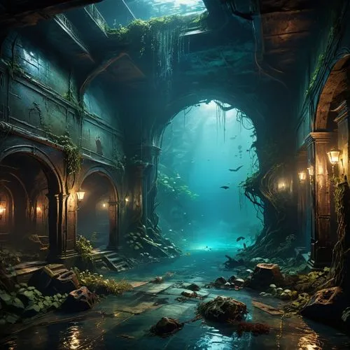 underwater oasis,underwater background,aquarium,atlantis,underwater landscape,cave on the water,Photography,Documentary Photography,Documentary Photography 38