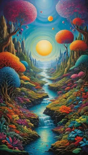 mushroom landscape,dreamscape,alien world,alien planet,fantasy landscape,dmt,Art,Artistic Painting,Artistic Painting 33