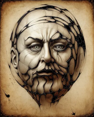 wooden mask,death mask,leonardo da vinci,beard flower,wood carving,icon magnifying,steam icon,greek in a circle,poseidon god face,sculpt,king lear,dwarf sundheim,fractalius,carved wood,leonardo,head icon,vitruvian man,face,bard,wood art,Calligraphy,Painting,Prophetic Art