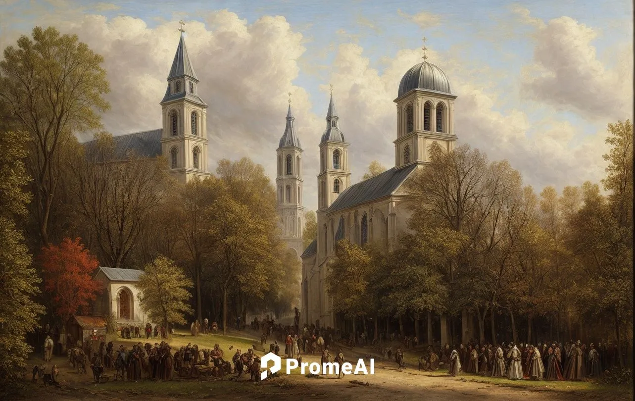 civil war near church,church painting,notre dame de sénanque,delft,pilgrims,notre-dame,fredric church,saint michel,evangelical cathedral,bougereau,st marienkirche,utrecht,notre dame,gothic church,coll