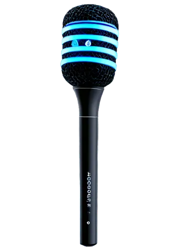 Sound effects, solo, audio waveform visualization, dynamic microphone, studio recording equipment, sleek metal body, intricate wiring, glowing blue LED lights, echo, reverb, distortion, 3D spatial aud