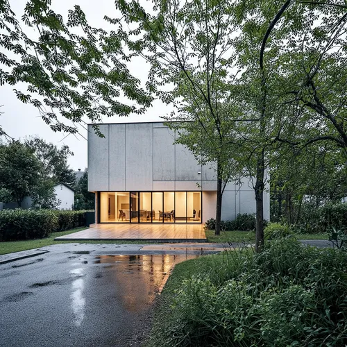 bunshaft,glass facade,cube house,archidaily,modern house,vitra