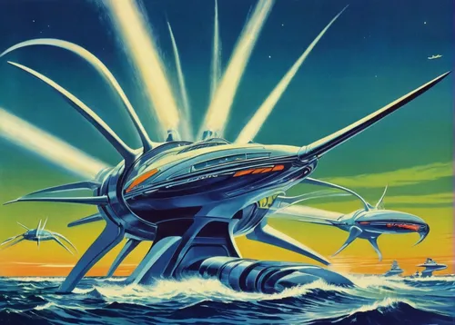 alien ship,starship,futuristic landscape,nautilus,constellation swordfish,marine electronics,science fiction,science-fiction,atomic age,submersible,ufo intercept,general atomics,zeppelins,brauseufo,ufos,alien invasion,sci-fi,sci - fi,deep sea nautilus,ufo,Conceptual Art,Sci-Fi,Sci-Fi 29