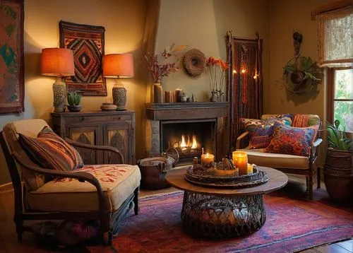 sitting room,bohemian art,fireplaces,fire place,interior decor,fireplace,boho art style,livingroom,home interior,living room,autumn decor,kilim,family room,chimneypiece,warm and cozy,persian norooz,boho art,interior decoration,ornate room,moroccan pattern,Conceptual Art,Oil color,Oil Color 16