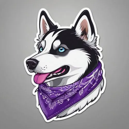 husky,husker,huskie,huskies,huskic,telegram icon,husked,twitch icon,siberian husky,lykos,bandanas,sakari,skye,malamute,bandana background,purple background,kenai,nali,p badge,bandanna,Unique,Design,Sticker