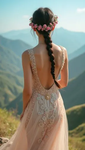 girl in a long dress from the back,bridal dress,girl in a long dress,tatev,bridal gown,wedding dress