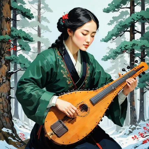 guqin,gayageum,chuseok,kunqu,xueyantuo,guzheng,Conceptual Art,Oil color,Oil Color 07