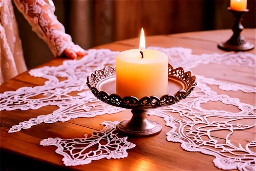 candlestick for three candles,candlelights,tablescape,candleholder,candle holder,place setting,candlelit,candlelight,doily,candleholders,table decoration,lighted candle,advent wreath,vintage lace,shabbat candles,table setting,candelight,votive candle,burning candle,candelabra,Photography,Fashion Photography,Fashion Photography 03