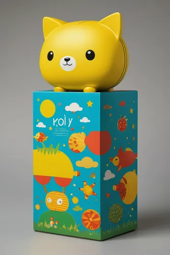 Design a playful packaging for a children's toy.,clay packaging,small poly,toy block,toy blocks,toy box,poly,piggybank,low-poly,lolly jar,boxfish,pollux,commercial packaging,wooden toy,lollypop,card b