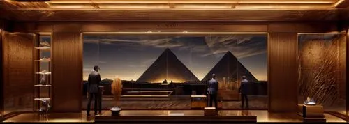 egyptian temple,khufu,art deco background,salt bar,luxury hotel,pyramids,sky space concept,fireplace,japanese restaurant,art deco,maat mons,gold bar shop,the cairo,elevators,boutique hotel,new york restaurant,cabana,display window,dining room,myst