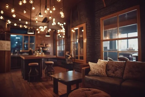 coffeehouse,the coffee shop,coffee shop,loft,string lights,visual effect lighting,modern decor,shared apartment,apartment lounge,interior decoration,hanging light,ambient lights,livingroom,interior de