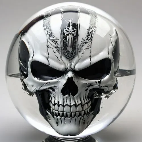 motorcycle helmet,skull sculpture,skull mask,football helmet,lacrosse helmet,bicycle helmet,panhead,scull,batting helmet,chrome steel,soldier's helmet,foil balloon,ski helmet,harley davidson,harley-davidson,armillar ball,skull and crossbones,skull statue,helmet,glass sphere,Illustration,Black and White,Black and White 01